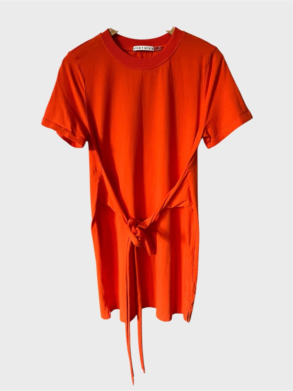 Alice + Olivia Bright Orange Evie T shirt dress.
